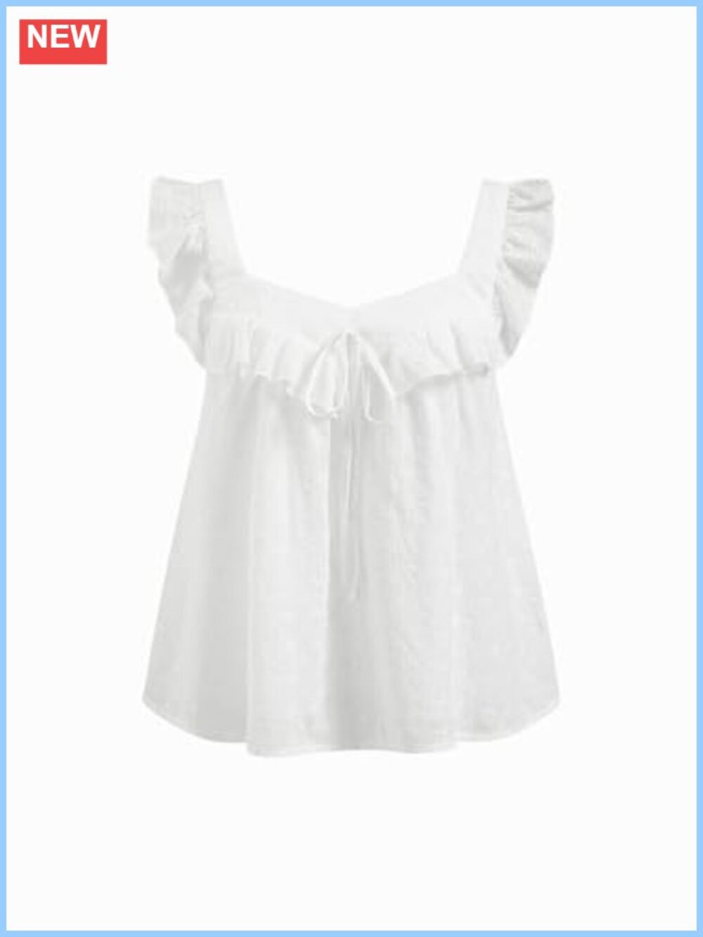 Eyelet Embroidered Floral Ruffle Square Neck Crop Tank Top Sleeveless Summer